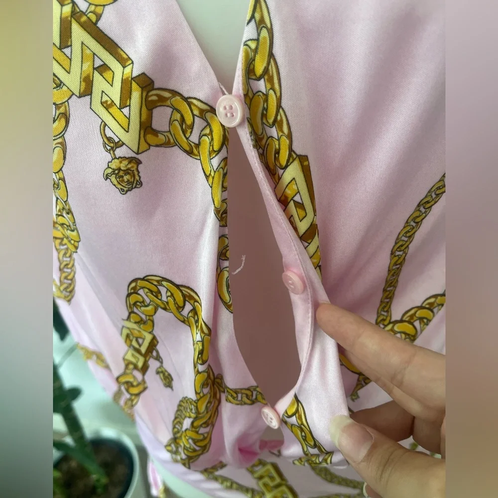 Versace Chain Pink loose long sleeve bodysuit - Picture 8 of 16